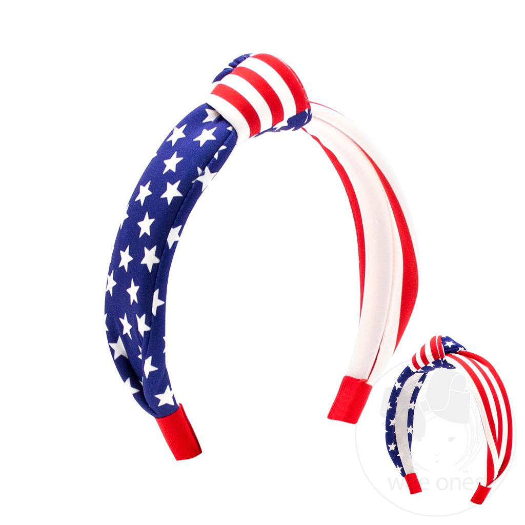 Wee Ones Girls Infants Toddlers Patriotic Hair Accessories Headband Red White Blue Stars Stripes The Plaid Giraffe Children's Boutique