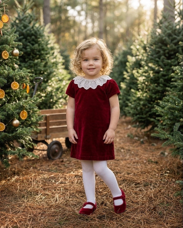 Carriage Boutique Girls Boys Infants Toddlers Kids Juniors Dress Romper Shirt Velvet Eyelet Lace Christmas Holidays Special Occasions Celebrations 100% Cotton The Plaid Giraffe Children's Boutique