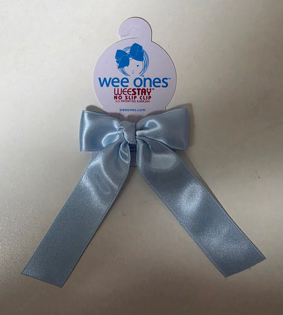 Wee Ones Girls Infants Toddlers Tiny French Satin Bowtie Hair Bows with Tails The Plaid Giraffe Children's Boutique
