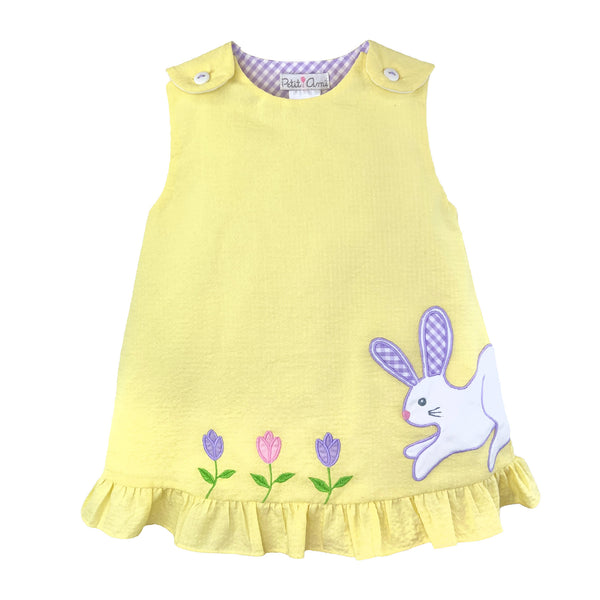Petit Ami Girls Boys Infants Dress Bunnies Tulips Flowers Easter Holiday The Plaid Giraffe Children's Boutique