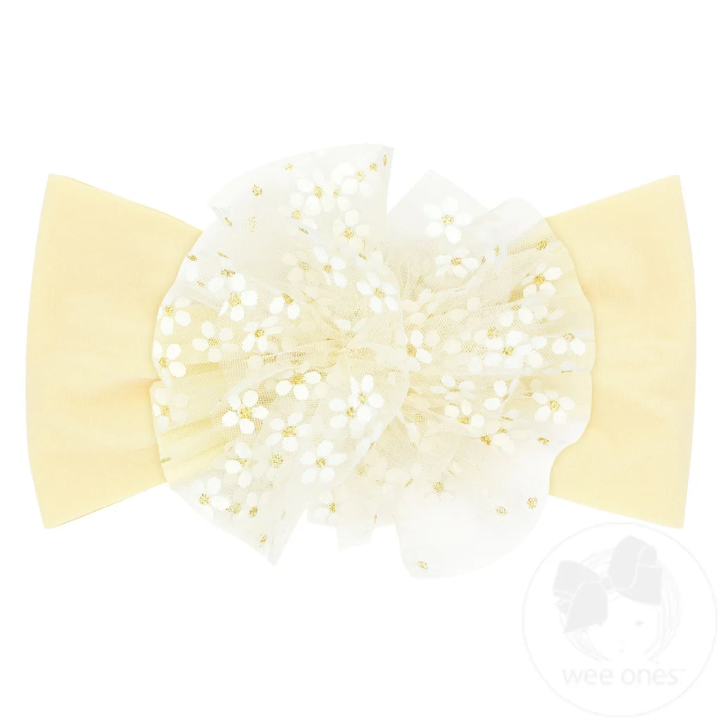 Wee Ones Girls Infants Toddlers Stretch Headband Tulle Flowers The Plaid Giraffe Children's Boutique