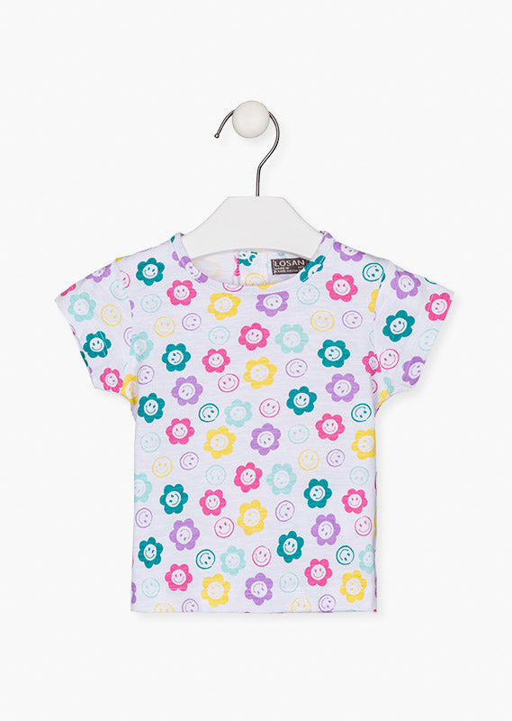 Losan Girls Boys Infants Toddlers Kids Juniors Smiling Flower Top 100% Cotton The Plaid Giraffe Children's Boutique