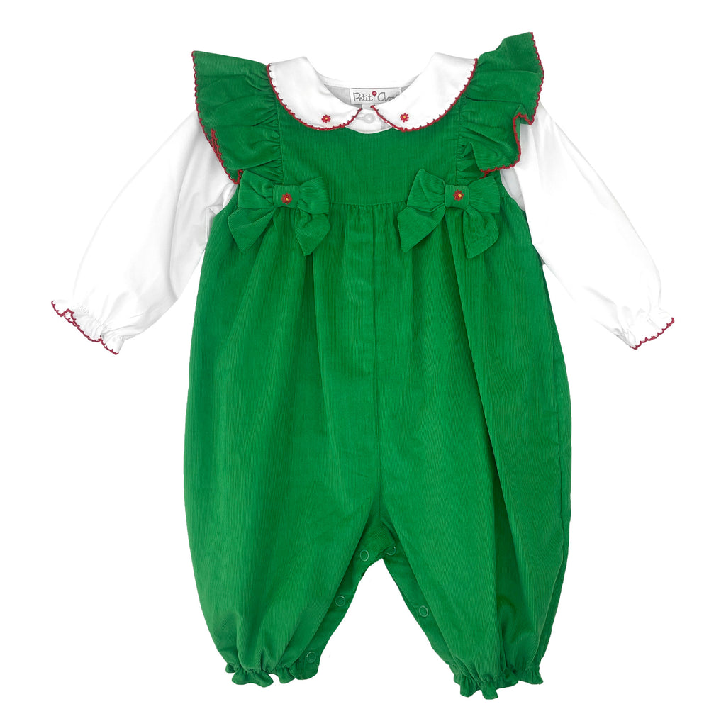 Petit Ami Girls Boys Infants Toddlers Kids Juniors Top Coverall Corduroy Pants Bows Christmas Holidays 100% Cotton The Plaid Giraffe Children's Boutique