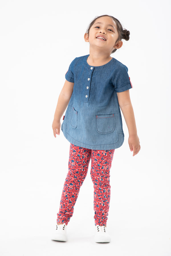 Boboli Girls Infants Toddlers KIds Juniors Top Denim 100% Cotton The Plaid Giraffe Childrens Boutique