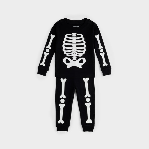 Petit Lem Girls Boys Infants Toddlers Kids Juniors Pajamas Sleepwear Nightwear Skeleton Halloween Glow In The Dark 100% Organic Cotton The Plaid Giraffe Children's Boutique