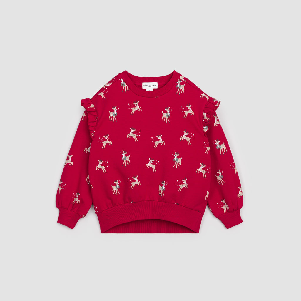 Miles Girls Infants Toddlers Kids Sweatshirt Christmas Reindeer Holdiay Organic Cotton The Plaid Giraffe Childrens Boutique