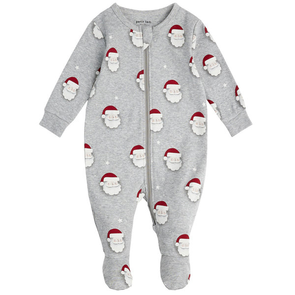Petit Lem Boys Girls Unisex Infants Footie Sleeper Sleepwear Nightwear Santa Two-way Zipper Christmas Holiday 100% Organic Cotton The Plaid Giraffe Childrens Boutique