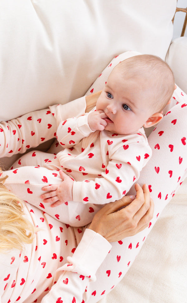 Petit Lem Girls Infants Footie Sleeper Sleepwear Nightwear Two-way Zipper Hearts 100% Organic Cotton The Plaid Giraffe Childrens Boutique