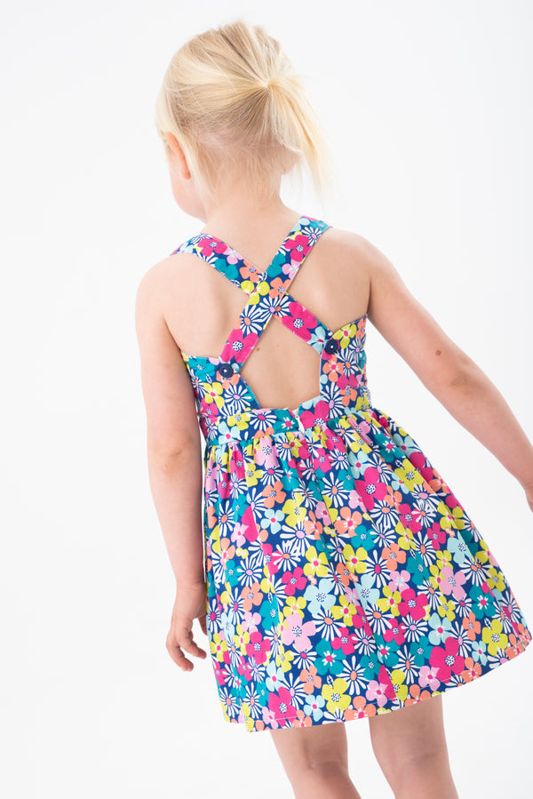 Boboli Girls Infants Toddlers Dress Flowers Floral Sun Dress 100% Cotton The Plaid Giraffe Childrens Boutique