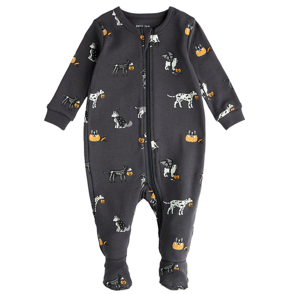 Petit Lem Unisex Boys Girls Toddlers Kids Juniors Footie Sleeper Sleepwear Nightwear Two-way Zipper Halloween Dogs Costumes The Plaid Giraffe Childrens Boutique