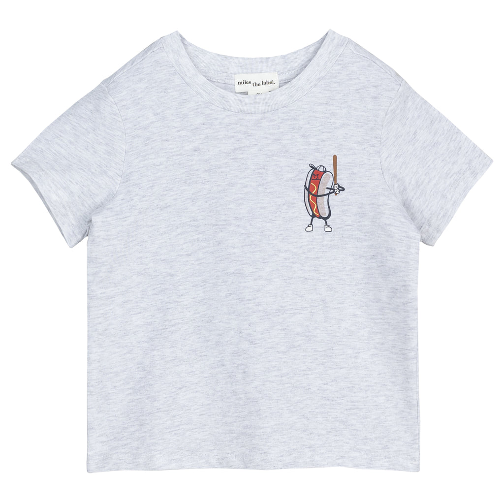 Miles the Label Boys Toddlers Kids Juniors T-Shirt Hot Dogs Baseball Sports 100% Organic Cotton The Plaid Giraffe Childrens Boutique