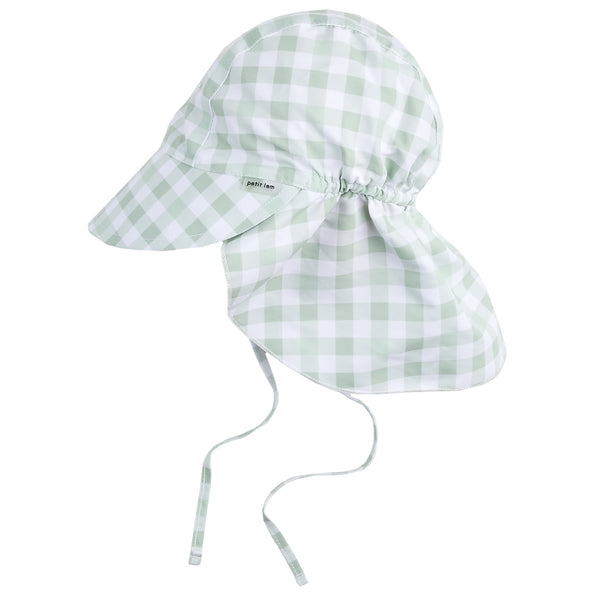 Petit Lem Girls Boys Infants Toddlers Kids Checkered Sunhat w/Neck Protection Recycled Materials The Plaid Giraffe Childrens Boutique
