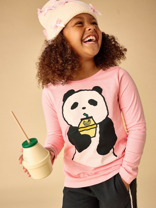 Tea Collection Girls Toddlers Kids Juniors Top Pandas Milkshakes 100% Cotton The Plaid Giraffe Children's Boutique
