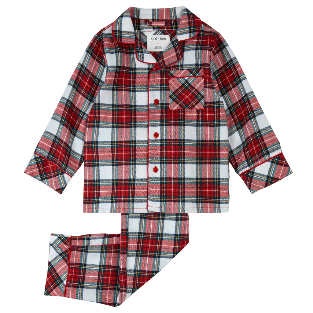 Unisex Christmas Plaid Flannel Pajamas