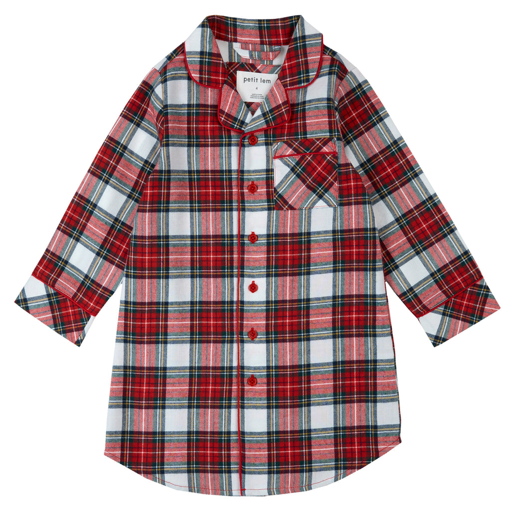 Girls Christmas Plaid Flannel Nightgown
