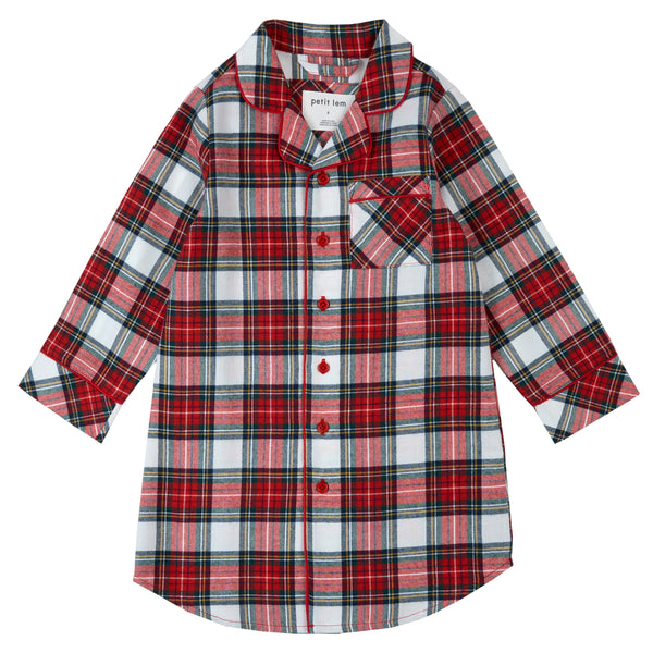Girls Christmas Plaid Flannel Nightgown