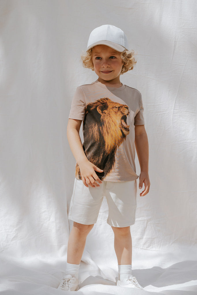 Miles Girls Boys Infants Toddlers Kids Juniors T-Shirt Lions Jungle Animals 100% Organic Cotton The Plaid Giraffe Childrens Boutique