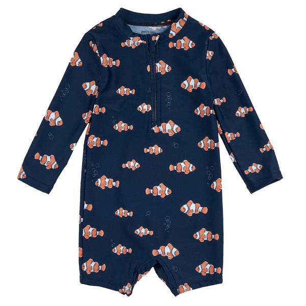 Petit Lem Girls Boys Infants Toddlers Kids Juniors Bathing Suit Swimsuit Clownfish Rashguard Contains Recycled Material The Plaid Giraffe Childrens Boutique