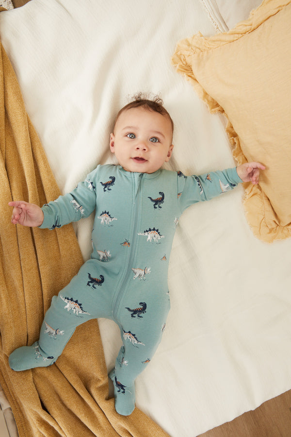 Petit Lem Boys Infants Toddlers Kids Footie Sleeper Nightwear Sleepwear Dinosaurs 100% Organic Cotton Two-way Zipper The Plaid Giraffe Childrens Boutique