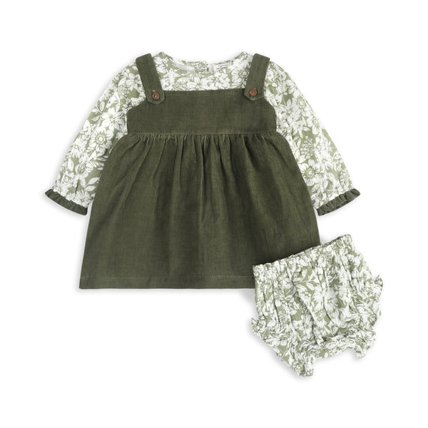 Viverano Organics Girls Boys Infants Toddlers Dress Bloomers Diaper Cover Floral Flowers Corduroy 100% Organic Cotton The Plaid Giraffe Children's Boutique