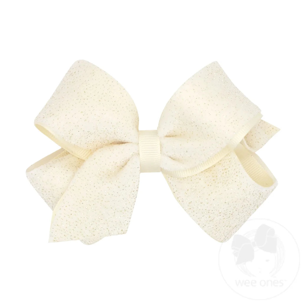 Wee Ones Girls Infants Toddlers Kids Juniors Medium Velvet Overlay Bow Glitter Christmas Holidays Special Occasions Celebrations Father/Daughter Dance The Plaid Giraffe Children's Boutique 
