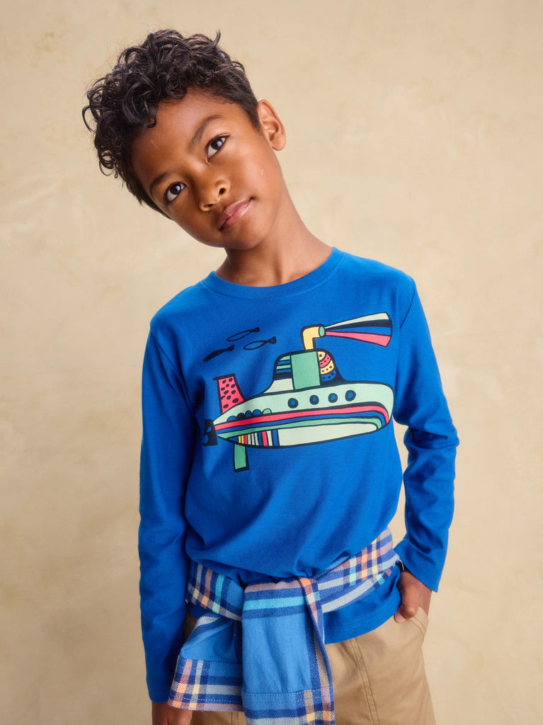 Tea Collection Girls Boys Infants Toddlers Kids Juniors T-Shirt Submarines 100% Cotton The Plaid Giraffe Children's Boutique