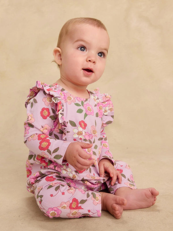 Tea Collection Girls Boys Infants Toddlers Kids Juniors Romper Floral Flowers 100% Cotton The Plaid Giraffe Children's Boutique