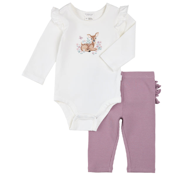 Petit Lem Girls Boys Infants Toddlers Kids Juniors Bodysuit Leggings Ruffles Fawn Deer Forest Animals Organic Cotton The Plaid Giraffe Children's Boutique