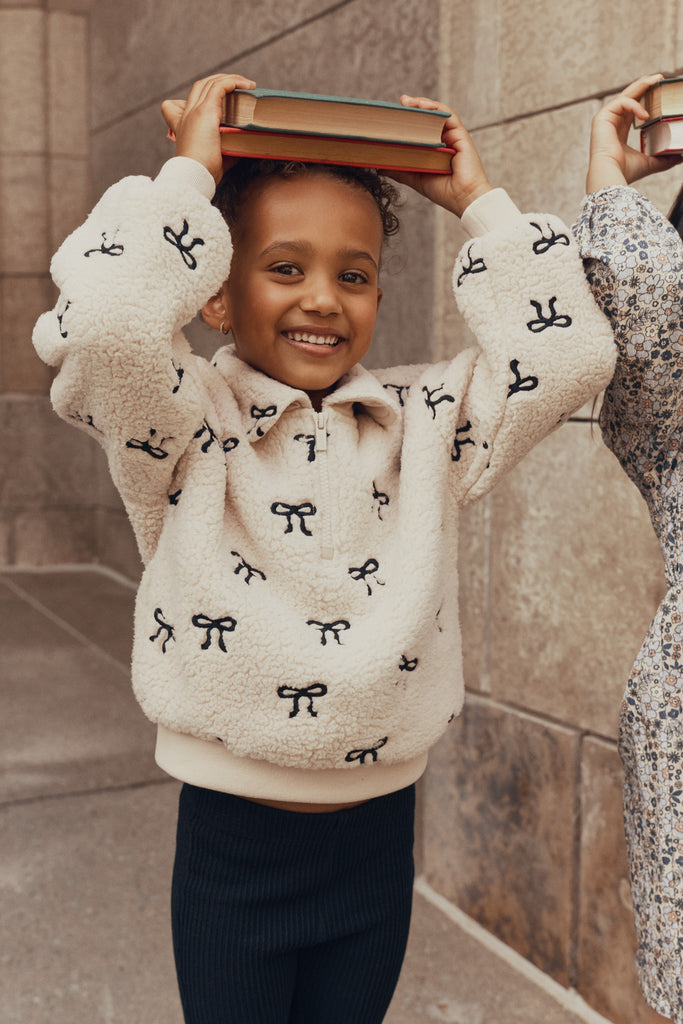 Girls L/S Sherpa Bow Top