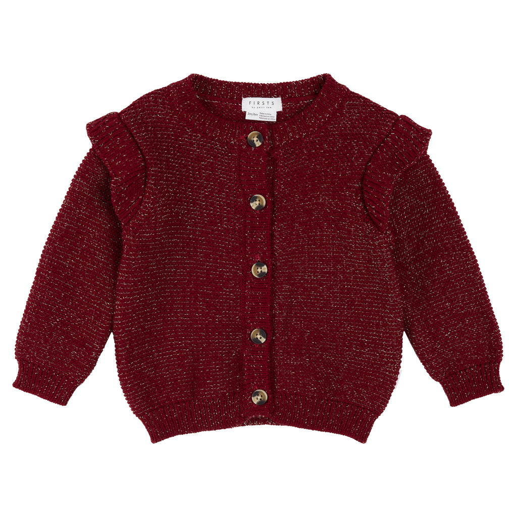Petit Lem Boys Girls Unisex Infants Toddlers Kids Juniors Cardigan Gold Metallic Christmas Holidays Organic Cotton The Plaid Giraffe Children's Boutique
