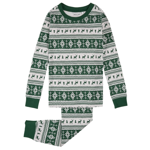 Petit Lem Boys Girls Unisex Infants Toddlers Kids Juniors Footie Sleeper Sleepwear Nightwear Pajamas Christmas Holidays Reindeer Christmas Trees Lights 100% Organic Cotton The Plaid Giraffe Children's Boutique