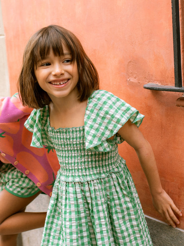 Tea Collection Boys Girls Infants Toddlers Kids Juniors Gingham Checked Dress Smocked Bodice 100% Cotton The Plaid Giraffe Children's Boutique