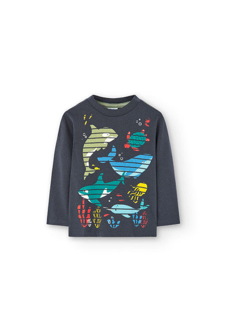 Boboli Boys Infants Toddlers T-Shirt Glow In The Dark Ocean Creatures Whales Narwhal Jellyfish Dolphin 100% Cotton The Plaid Giraffe Childrens Boutique