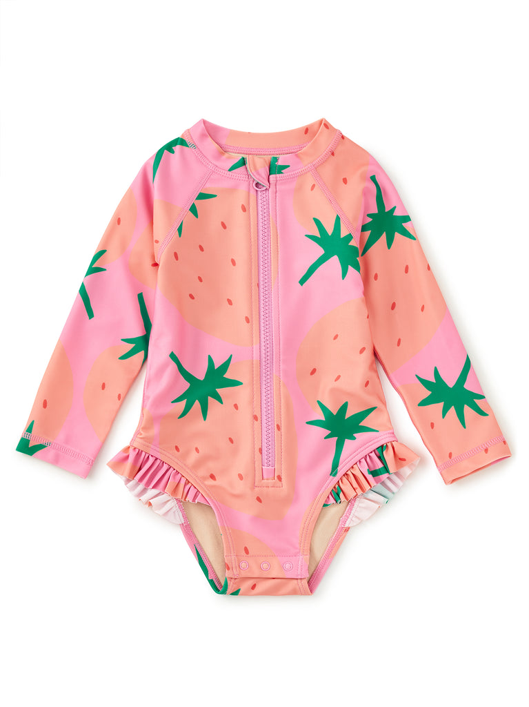 Girls L/S Strawberry Rashguard Swimsuit