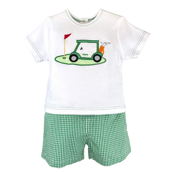Petit Ami Boys Infants Toddlers Kids Shirt Shorts Checkered Golf Sports 100% Cotton The Plaid Giraffe Childrens Boutique