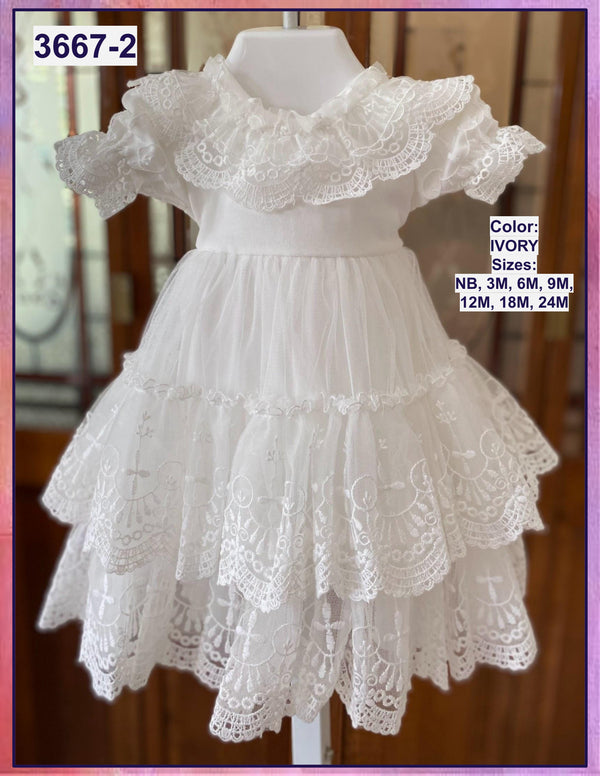 2 Piece Girls Lace Christening Dress - 3667-2