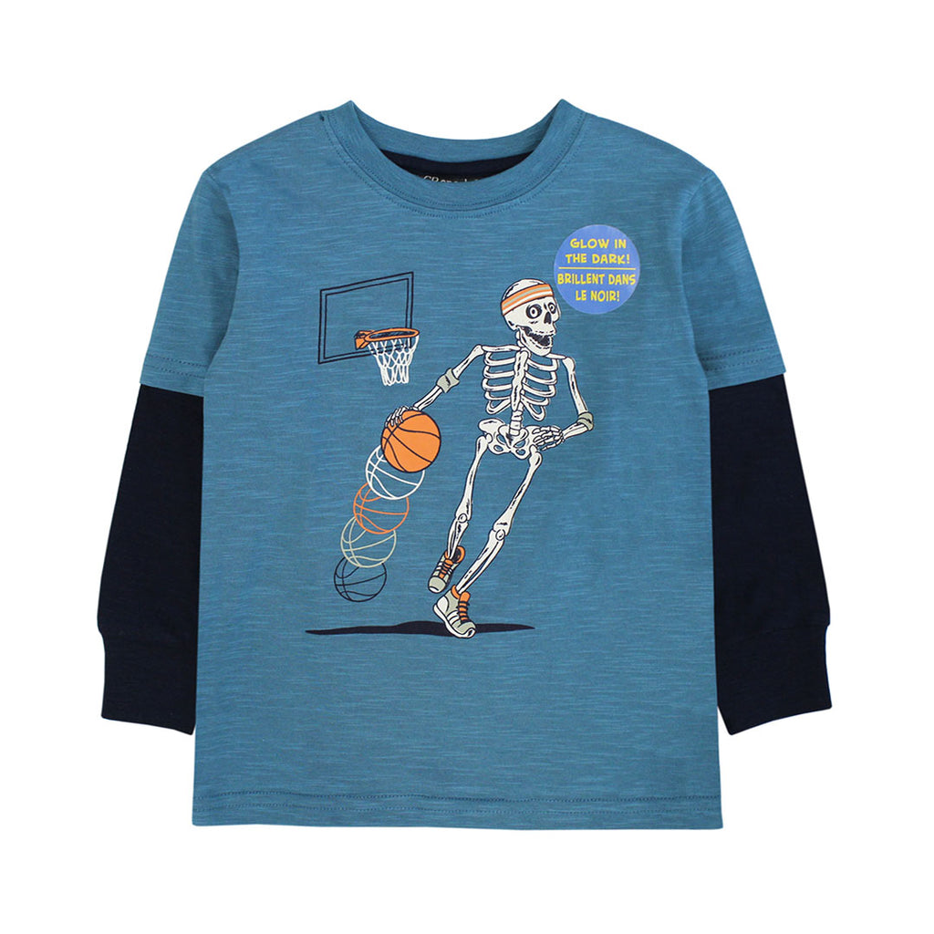 CR Sports Boys Toddlers Kids Juniors Shirt 100% Cotton Basketball Sports Skeleton Glow In The Dark The Plaid Giraffe Childrens Boutique