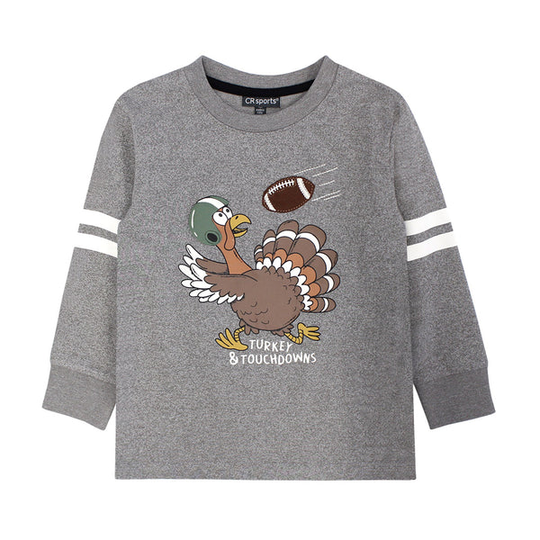 CR Sports Boys Toddlers Kids Juniors Shirt 100% Cotton Turkey Football Touchdown Thanksgiving Sports Holiday The Plaid Giraffe Childrens Boutique