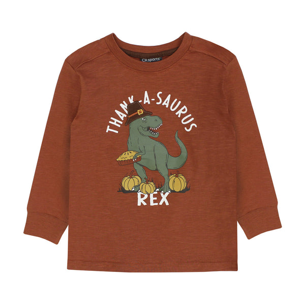 CR Sports Boys Toddlers Kids Juniors Shirt 100% Cotton Dinosaur Thanksgiving Holiday The Plaid Giraffe Childrens Boutique