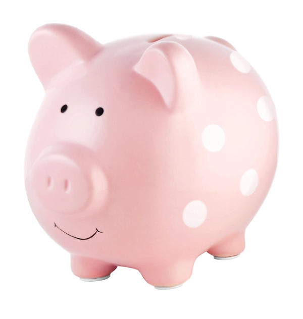 Pearhead Infants Toddlers Kids Juniors Polka Dot Ceramic Piggy Bank Gifts Baby Shower The Plaid Giraffe Children's Boutique
