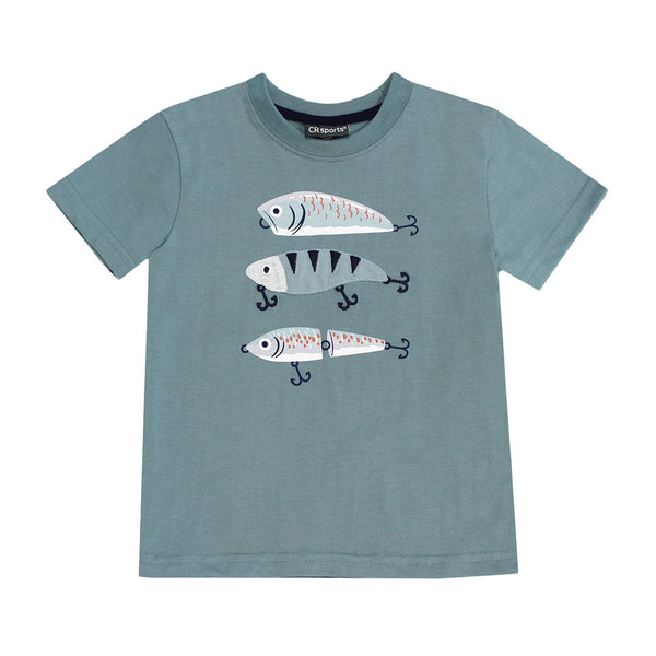 CR Sports Boys Toddlers Kids Juniors T-Shirt Fishing Lures 100% Cotton The Plaid Giraffe Childrens Boutique