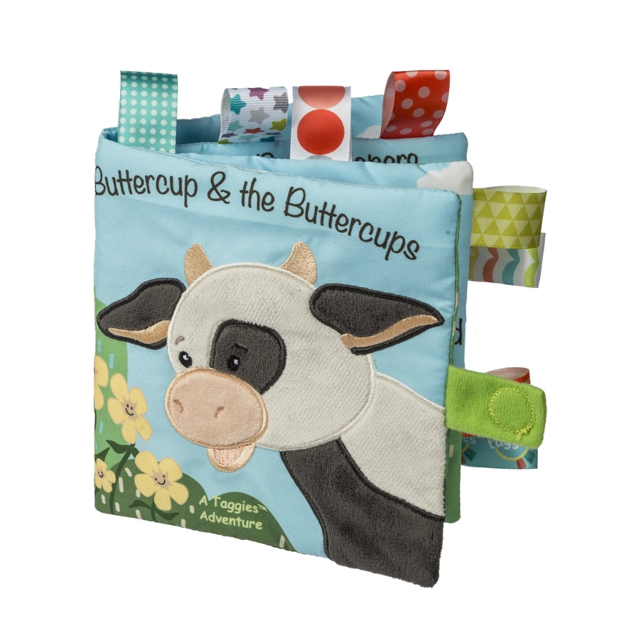 Mary Meyer Boys Girls Infants Toddlers Soft Cover Taggie Book Buttercup and the Buttercups Cows Farm Animals Flowers The Plaid Giraffe Children's Boutique
