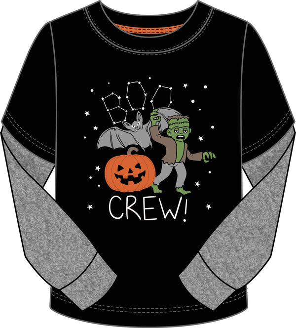 CR Sports Boys Toddlers Kids Juniors Shirts Halloween Frankenstein Bats Glow-In-The-Dark 100% Cotton The Plaid Giraffe Childrens Boutique