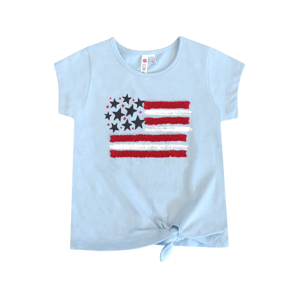 2 Piece Girls Star Flag Top & Shorts