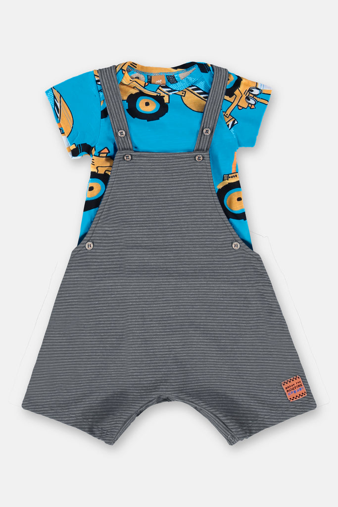 Upbaby Infants Boys T-shirt Bib Shorts Construction Equipment The Plaid Giraffe Childrens Boutique