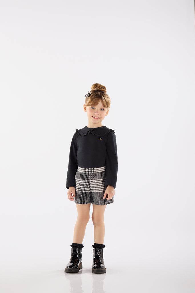 Upbaby Girls Boys Infants Toddlers Kids Juniors Top Shorts Wool Plaid Black White The Plaid Giraffe Children's Boutique