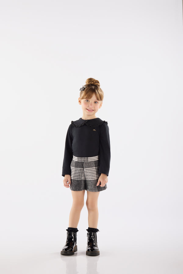 Upbaby Girls Boys Infants Toddlers Kids Juniors Top Shorts Wool Plaid Black White The Plaid Giraffe Children's Boutique