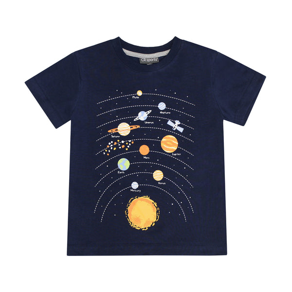 CR Sports Boys Infants Toddlers Kids Juniors T-Shirt Solar System Planets Glow In The Dark 100% Cotton The Plaid Giraffe Childrens Boutique