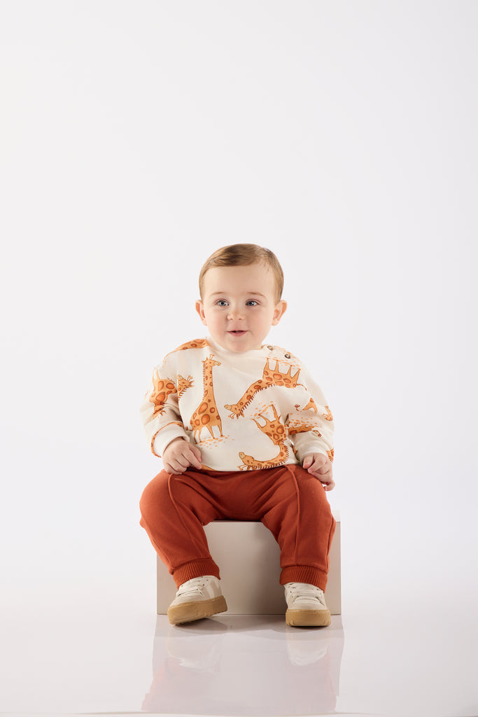Upbaby Girls Boys Infants Toddlers Kids   Sweatshirt Sweatpants Jogging Pants Giraffes Jungle Animals The Plaid Giraffe Children's Boutique