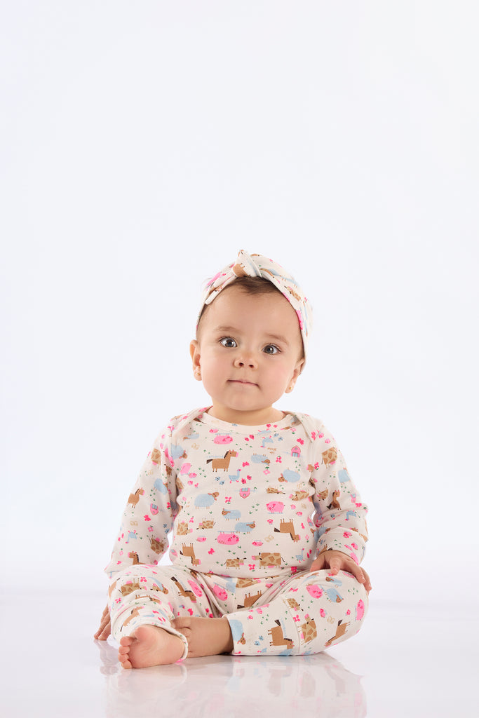 Upbaby Boys Girls Infants Toddlers Kids Juniors Top Bodysuit Pants Fold-over Feet Farm Animals Horses Cows Sheep Chickens 100% Cotton The Plaid Giraffe Children's Boutique